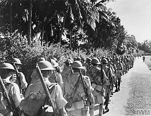 Indian troops march in Malaya 1941