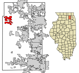 Location of Burlington in Kane County, Illinois.