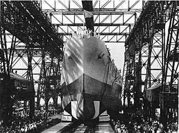 Launching of USS North Carolina (BB-55), June 1940
