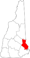 Map of New Hampshire highlighting Strafford County