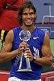 Rafael Nadal holding the 2008 Rogers Cup trophy2