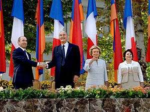 Robert Kocharyan, Jack Chirac, Bella Kocharyan and Bernadette Chirac in Yerevan