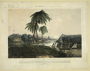 The U.S. naval expedition under Com..ore M.C. Perry, ascending the Tuspan River ; destroying the forts, and taking possesion (sic) of the port of Tuspan (...) - painted by H. Walke L.U.S.N. LCCN98516044.jpg