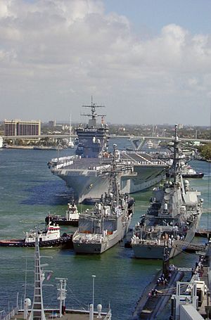 USS Enterprise (CVN 65) prepares to moor at Port Everglades