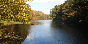 Echo Lake Park in Mountainside NJ autumnal scene