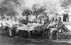HQ 40th (Army) Wing RAF – Officers seated in an olive grove