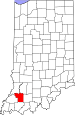 Map of Indiana highlighting Pike County