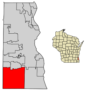 Location of Franklin in Milwaukee County, Wisconsin.