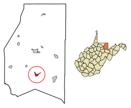 Location of Rowlesburg in Preston County, West Virginia.