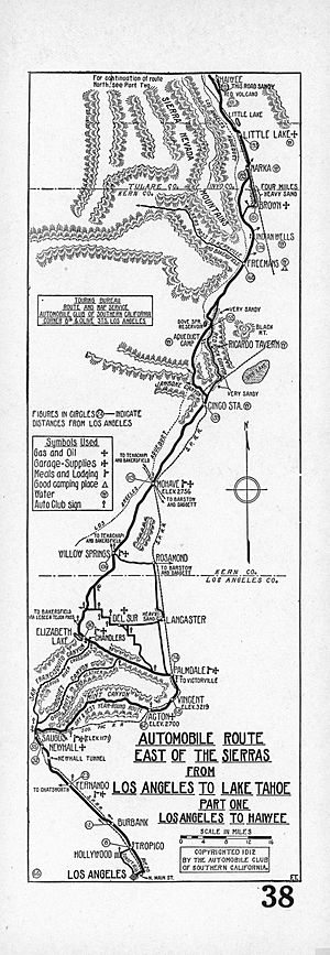 Automobile route east of the Sierras from Los Angeles to Lake Tahoe. Part one- Los Angeles to Haiwee, 1912 (AAA-SM-003081)