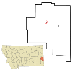 Location of Plevna, Montana