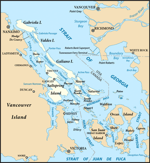 The Southern Gulf Islands, including North and South Pender.