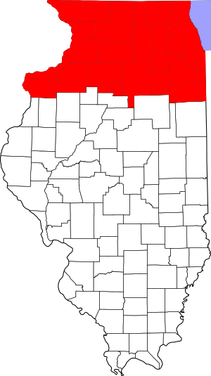 Map of Illinois highlighting Northern Illinois