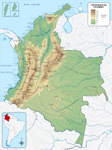 Mapa de Colombia (topografía)