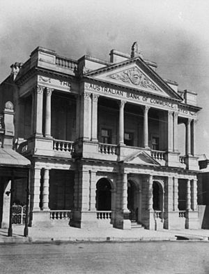 StateLibQld 1 162323 Neo-Classical facade of the Australian Bank of Commerce in Charters Towers, ca. 1920