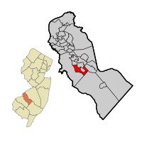 Pine Hill highlighted in Camden County. Inset: Location of Camden County in the State of New Jersey.