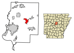 Location of Holland in Faulkner County, Arkansas.
