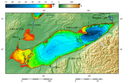 Lake Erie and Lake Saint Clair bathymetry map.png