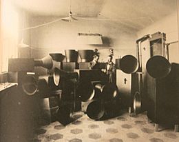Luigi Russolo and assistant Ugo Piatti in their Milan studio with Intonarumori, L’Arte dei rumori (The Art of Noises), 1913