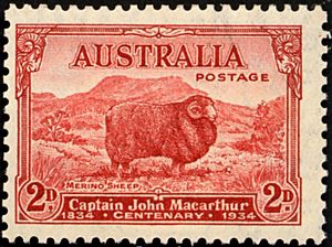Macarthur stamp sheep 1934