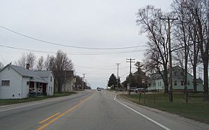 Looking north at downtown Mackville on Wisconsin Highway 47
