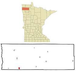 Location within Marshall County and Minnesota