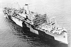 USS Leonard Wood (APA-12) underway off California on 28 April 1944