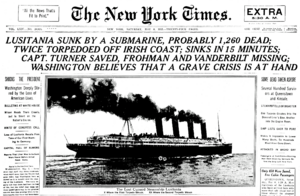19150508 Lusitania Sunk By a Submarine - The New York Times