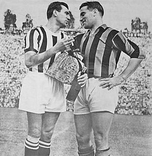 AC Milan v Juventus (friendly match) - San Siro, 1950 - Carlo Parola and Gunnar Nordahl