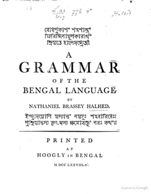 A Grammar of the Bengal Language