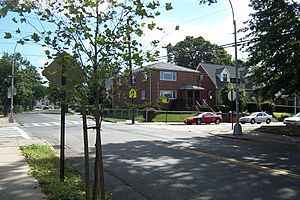 A residential intersection in Briarwood, 85th Avenue and 150th Street