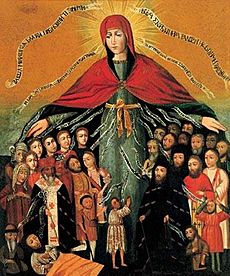 Icon 03050 Pokrova Bogorodicy. Seredina XVII v. Ukraina