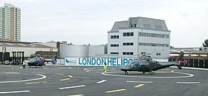 London Heliport - Battersea - London - 2 helicopters awaiting takeoff - evening - 030604.jpg