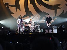 Soundgarden performing at Lollapalooza in Chicago, 2010; L-R: Chris Cornell, Matt Cameron, and Ben Shepherd. Not pictured: Kim Thayil.
