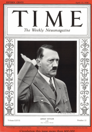 Adolph Hitler, Time Magazine cover, April 13, 1936