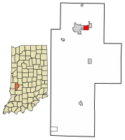 Location of Knightsville in Clay County, Indiana.