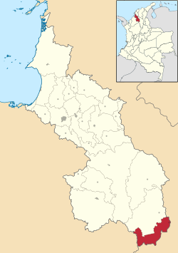 Location of the municipality and town of Guaranda, Sucre in the Sucre Department of Colombia.