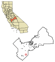 Location of Huron in Fresno County, California.