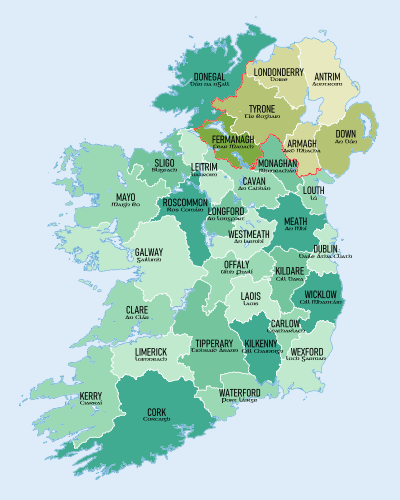 Ireland trad counties named