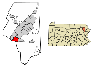 Location of Moosic in Lackawanna County, Pennsylvania.