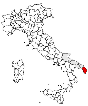 Location of Province of Lecce