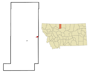 Location within Liberty County and Montana