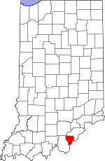 Map of Indiana highlighting Floyd County
