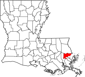 Map of Louisiana highlighting Orleans Parish