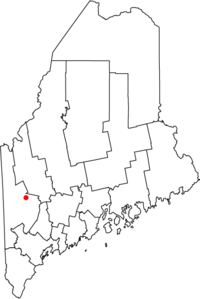 Map of Maine highlighting Rumford