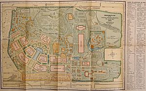 Map or "Ground Plan" in 1904, from- The Piker and World's fair guide ... an accurate account of the exposition, preliminary programme, Olympic games and world's championship contests .. (IA pikerworldsfairg00elli) (page 4 crop)