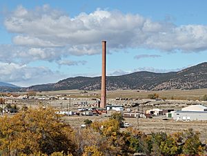 The old Ohio-Colorado Smelting and Refining Company Smokestack is located in Smeltertown.