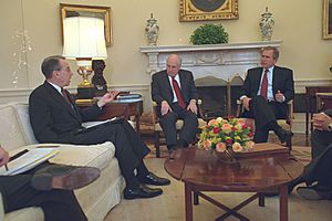 President George W. Bush and Vice President Dick Cheney Attend a Meeting with Senator Charles Grassley in the Oval Office (02)