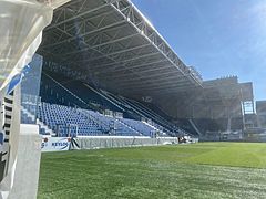 Pitchside view of the reconstructed Curva Nord in 2020