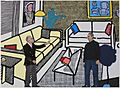 07. Michal Cihlář - Leo Castelli a Roy Lichtenstein stojící před obrazem „Interiér s plastikou Yvese Kleina“, 1992